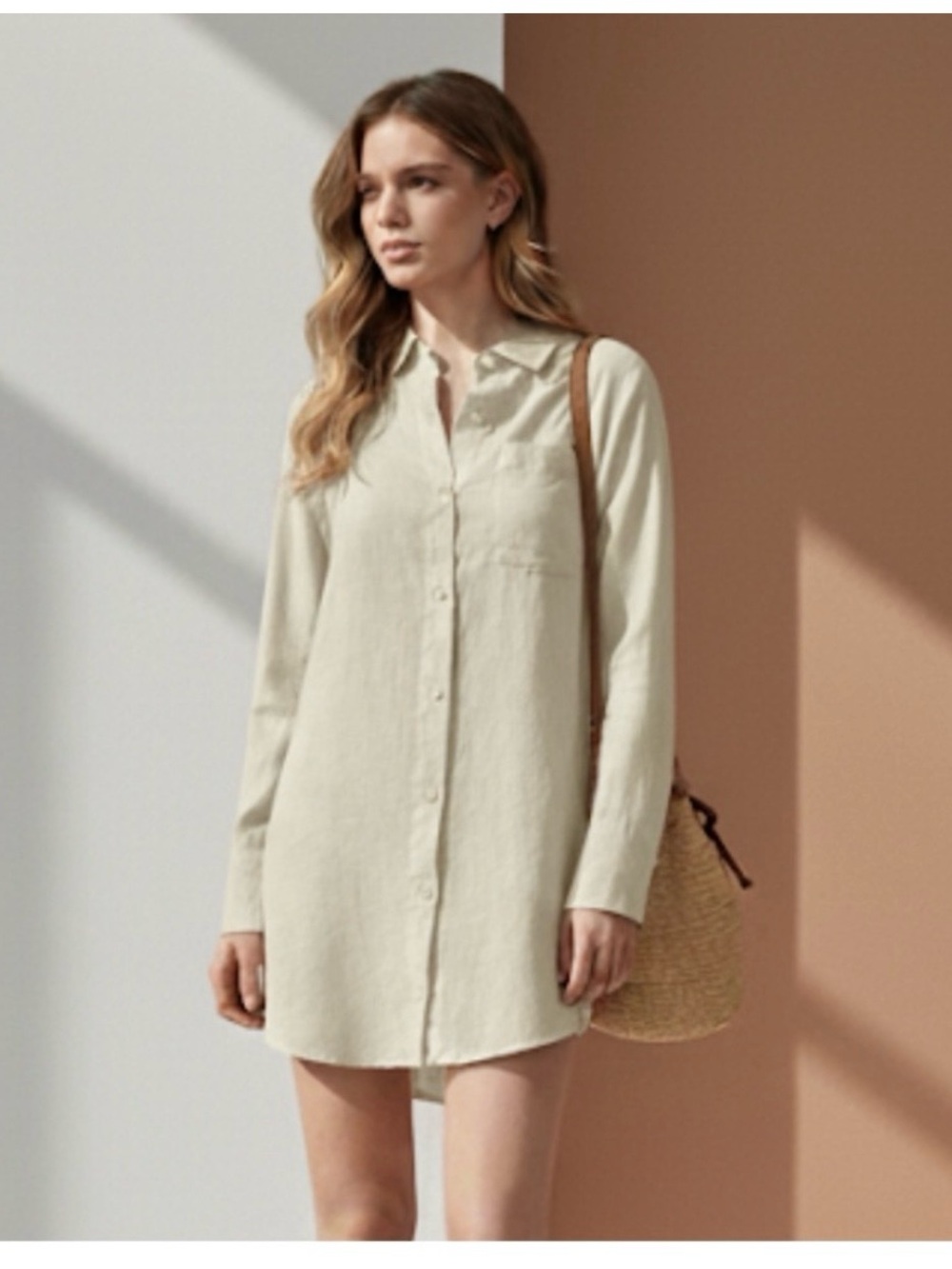 Mate the label xs linen shirt dress in natural